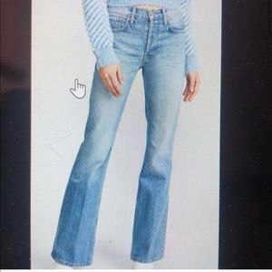 RE/DONE High Break Flare Jeans in Vintage Blue